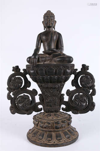 A Black Stone Sakyamuni Buddha Statue.