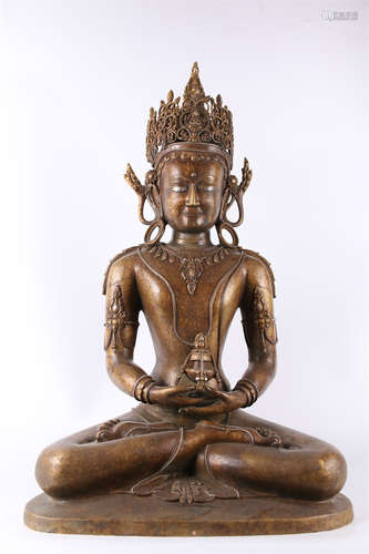 A Copper Kashmir Buddha Statue.