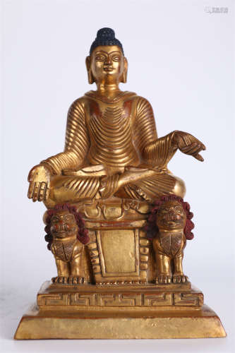 A Gilt Copper Siwate Buddha Statue.