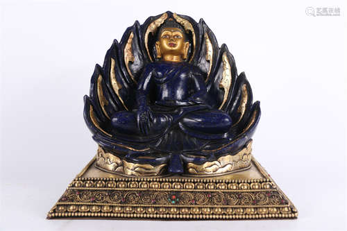 A Lazurite Sakyamuni Buddha Statue.