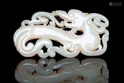 PLAQUE / PENDANT / PEI EN JADE BLANC 