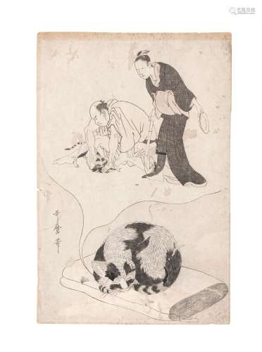 KITAGAWA UTAMARO 喜多川歌麿 (Japon, 1752-1806) Neko no yume (...