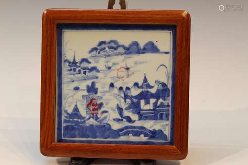 Chinese Blue and White Porcelain Plaque