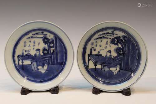 Two Chinese Blue and White Porcelain Dishes