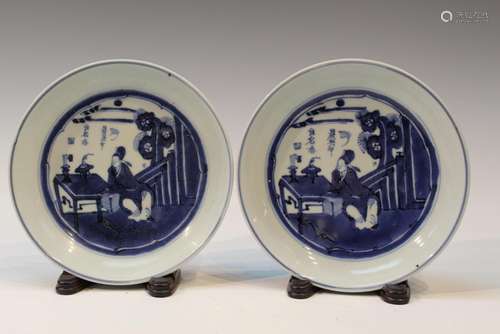 Two Chinese Blue and White Porcelain Dishes