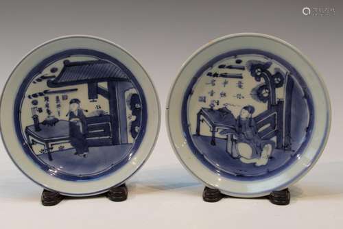 Two Chinese Blue and White Porcelain Dishes