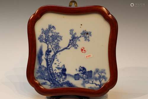 Chinese Blue and White Porcelain Plaque