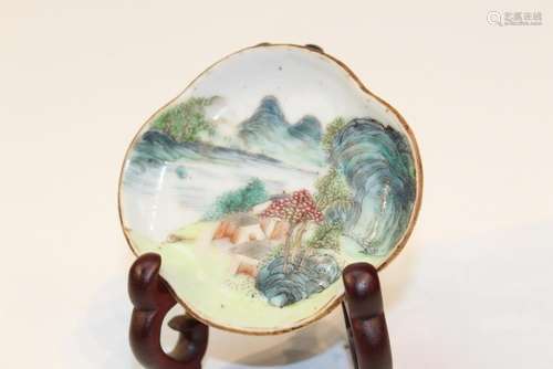 Small Chinese Famille Rose Porcelain Dish, Qianlong Mark.