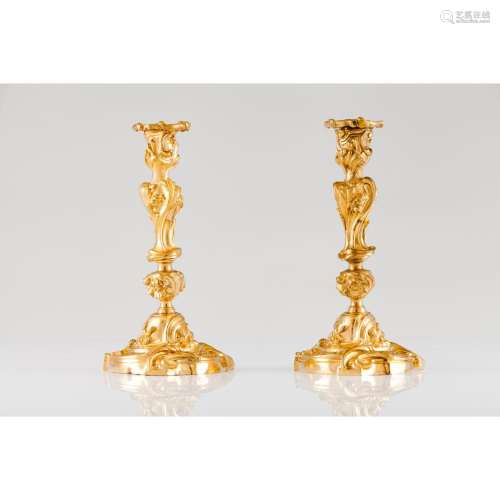 A pair of Louis XV candlesticks