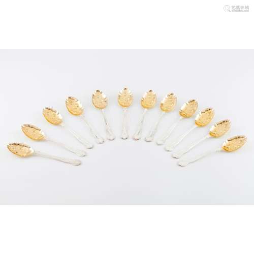 A set of 12 large fruit spoons