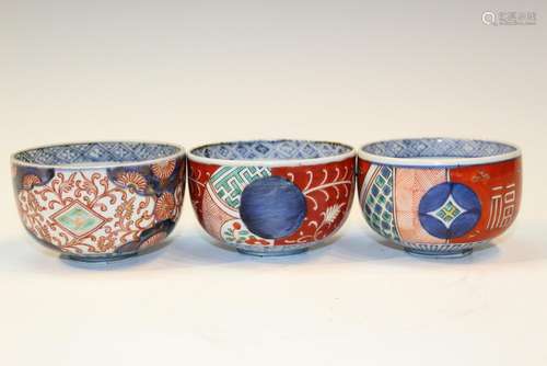 Three Japanese Imari Porcelain Cups