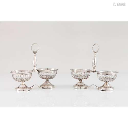 A pair of double salt cellars