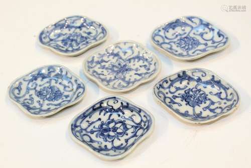 Six Chinese Blue and White Small Porcelain Dishes