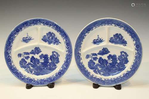 Pair of Japanese Blue and White Porcelain Divided Dishes in ...