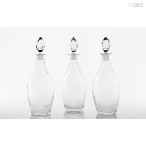 A set of 3 Louis XVIII decanters