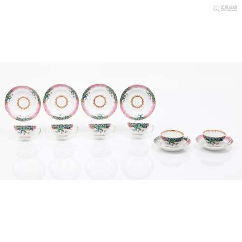A set of 6 cups and saucers