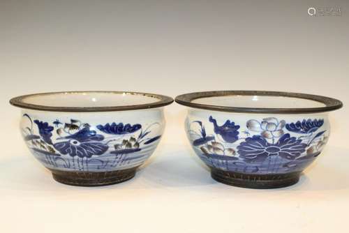 Pair of Chinese Blue and White Porcelain Incense Burners