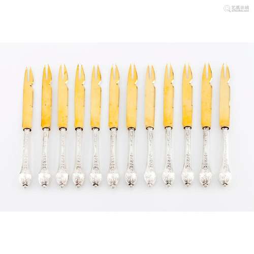 A set of Louis XVI style melon forks