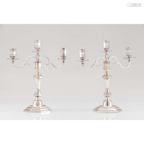 A pair of Louis XIV style 3 removable branch candelabra