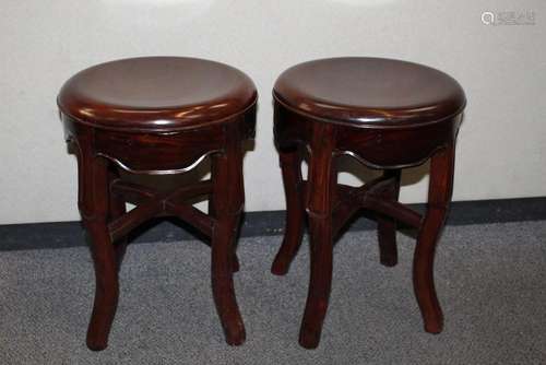 Two Chinese Hardwood Stools