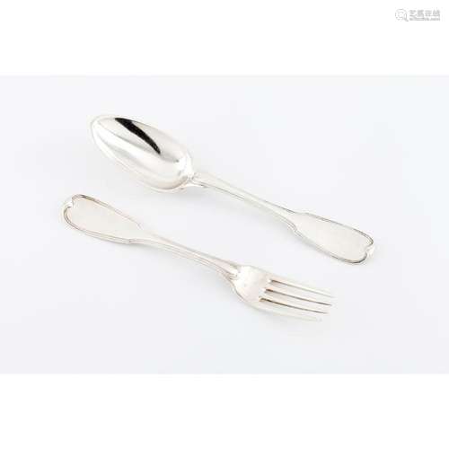 A spoon and fork cutlery set