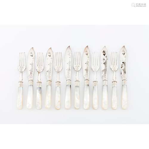 A set of 6 fish knives and 6 fish forks