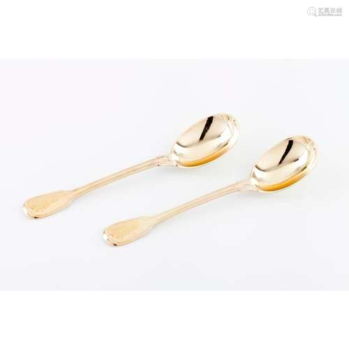 A pair of compote spoons