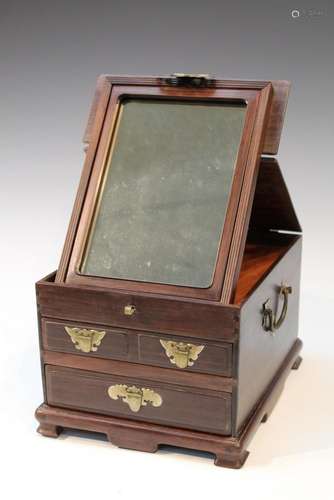 Chinese Hardwood Mirror Jewelry Box