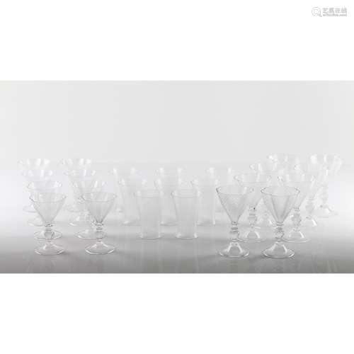 A set of 24 drinking glasses