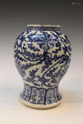 Chinese Blue and White Porcelain Jar, Kangxi Mark.