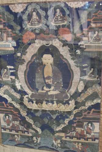 Framed Chinese/Tibetan Thangka.