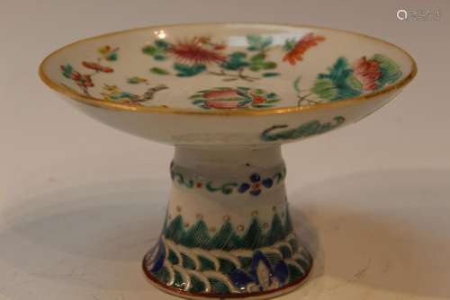 Chinese Famille Rose Porcelain Stem Dish