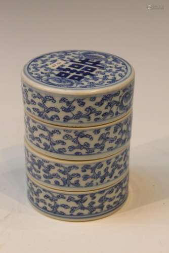 Chinese Blue and White Porcelain Stacking Dish