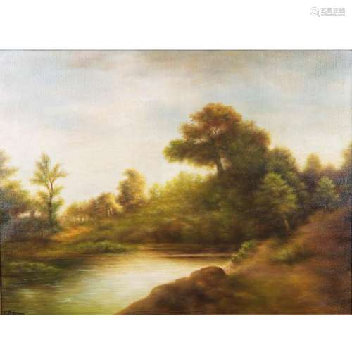 A. De RACOURT (XIX) 'forest view' a painting, oil ...