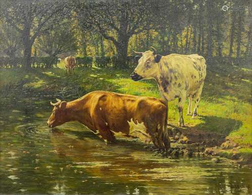 Adolphe JACOBS (1859-1940) 'The Cattle' a painting...