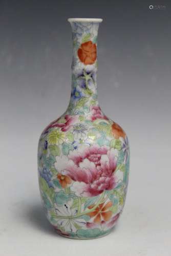 Chinese Famille Rose Porcelain Vase with "Hundred Flowe...