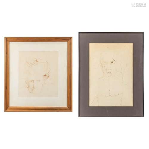 Frank BOGAERT (1950-?) A pair of studies, Indian ink on pape...