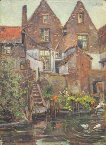 Alfred VAN NESTE (1874-1969) 'A view of Bruges' a ...