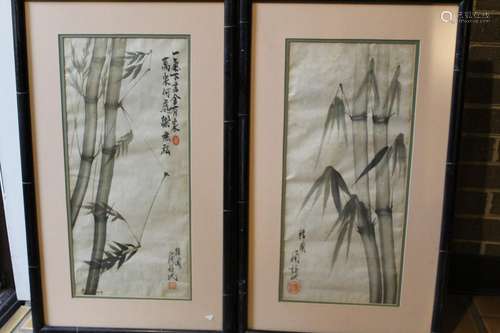 Two Korean Ink Paintings of Bamboo on Paper