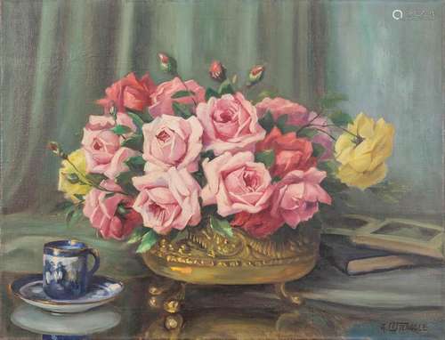 August COSTENOBLE (1894-1976) A flower still life, oil on ca...