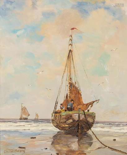 Charles GRUPPE (1928) 'Sailboat' een schilderij, o...