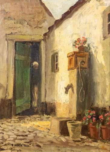 E. MENTEN (XX) 'The Water Well' a painting, oil on...