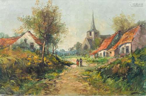 E. VERHELST (XIX) 'village view with figurines', a...