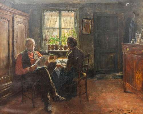 Jan C. NEERVOORT (1863-1940) 'The couple' a painti...