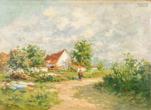 Jean-Baptiste DE GREEF (1852-1894) 'Landscape with farm...