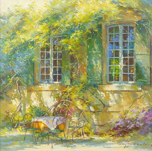 Johan MESSELY (1927) 'an exterior view with plants'...