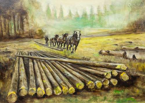 Johannes VAN TUIL (1921) 'Logging with Brabant horses&#...