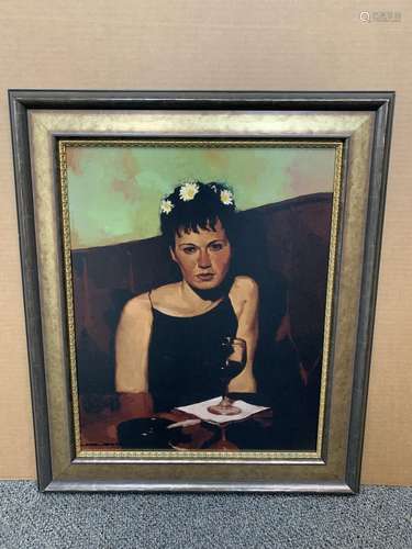 Joseph Lorusso signed mixed media print, "A Good Merlot...