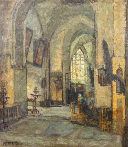 Léo VAN DER SMISSEN (1900-1966) 'Interior of a church&#...