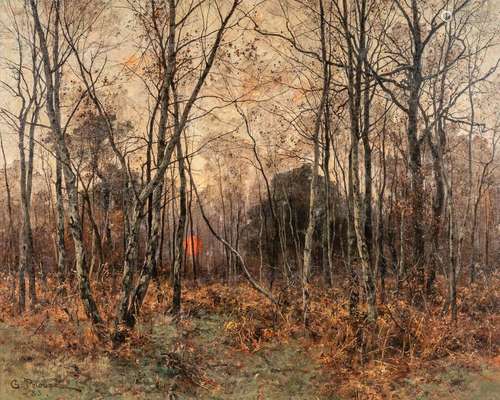 Léon Germain PELOUSE (1838-1891) 'The Forest at dusk&#x...